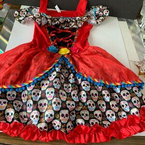 Halloween dress GIRLS PARTY CITY DAY OF THE DEAD SUGAR SKULL  COSTUME SIZE M